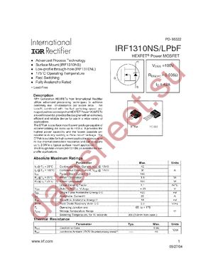 IRF1310NSTRLPBF datasheet  